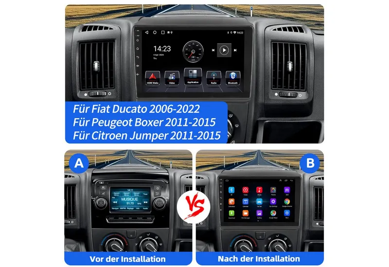 ESSGOO DAB+ 64G Android 15 Für Fiat Ducato 2006-2022 Carplay GPS Navi WiFi FM Autoradio (RDS, 4+64GB(optional), Digitalradio (DAB), FM, GPS, WIFI, Carplay Android Auto Bluetooth EQ USB GPS Navi WIFI Touchscreen), Schwarz, – Produktbild 5 von 5