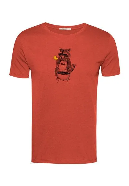GreenBomb GREENBOMB Animal BBQ Guide - Sportliches T-Shirt aus Bio-Baumwolle / hochwertiger Print / GOTS / Fair & Vegan, Rot (lehmrot), – Produktbild 1 von 4
