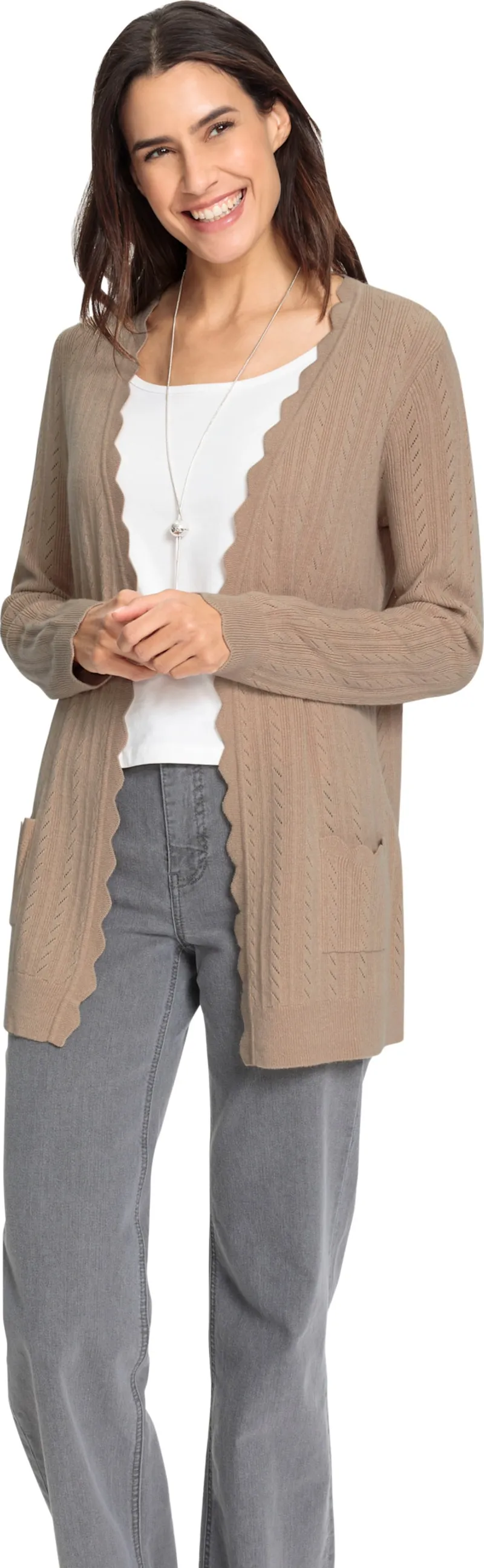 Witt Ajourstrickjacke, Beige, – Produktbild 2 von 2