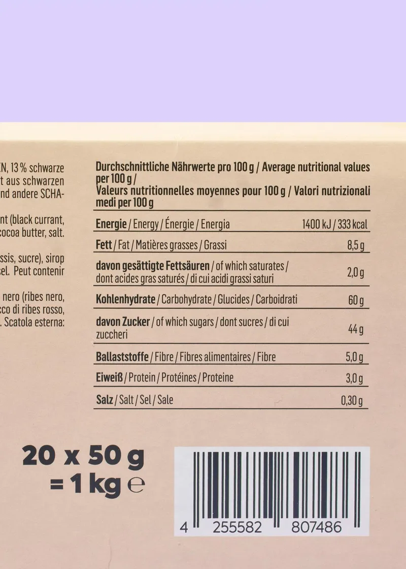 KoRo Raw Bar Blackcurrant 20 x 50 g – Produktbild 4 von 5