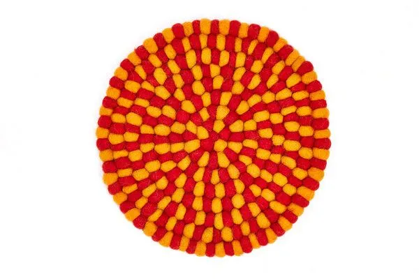 short'n'pietz short'n'pietz handgefilzter Topfuntersetzer aus Filzkugeln, Orange rot, – Produktbild 1 von 4