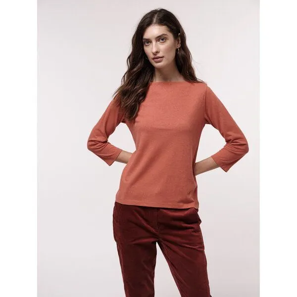 LANIUS LANIUS U-Bootshirt aus Hanf mit Bio-Baumwolle, Rot (dark rouge), – Produktbild 1 von 4