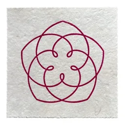 Veskor Cassiopeia Veskor Cassiopeia VENUS FLOWER Heilige Geometrie Linoldruck | 16 × 16 cm | Heißes Pink auf erdigem Altweiß – Produktbild 1 von 1
