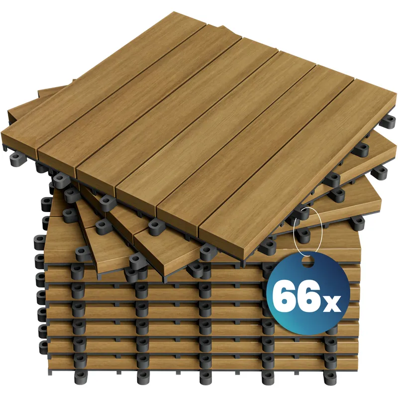 Casaria® Casaria® Holzfliese Eukalyptus 66er-Set 30x30cm, Braun, – Produktbild 1 von 2