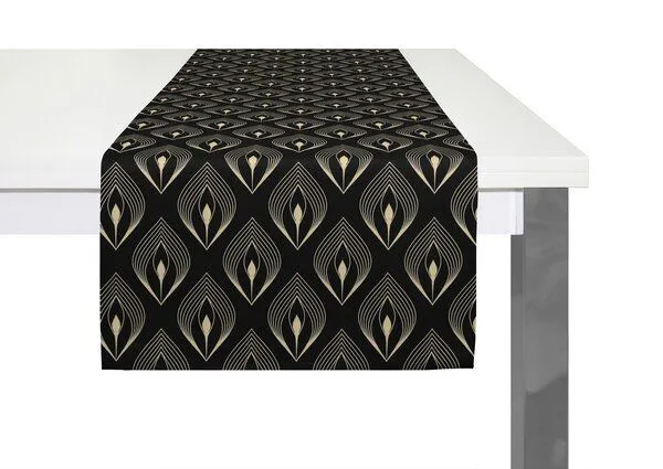 Nature by Adam Nature by Adam Tischläufer aus 100% Bio-Baumwolle - Made in Germany - Feathers, Schwarz, – Produktbild 2 von 4