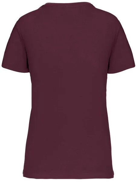 YTWOO YTWOO Basic Damen T-Shirt mit V-Ausschnitt aus Bio-Baumwolle in Conversion, Wine, – Produktbild 3 von 4
