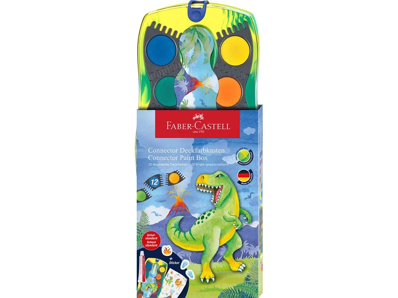 Faber-Castell Faber-Castell Farbkasten "Connector" 12 Farben, Dino – Produktbild 1 von 1