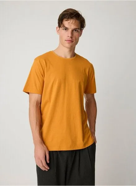 KnowledgeCotton Apparel KnowledgeCotton Apparel Basic T-Shirt O-Neck aus Bio-Baumwolle, Orange (golden-oak), – Produktbild 2 von 4