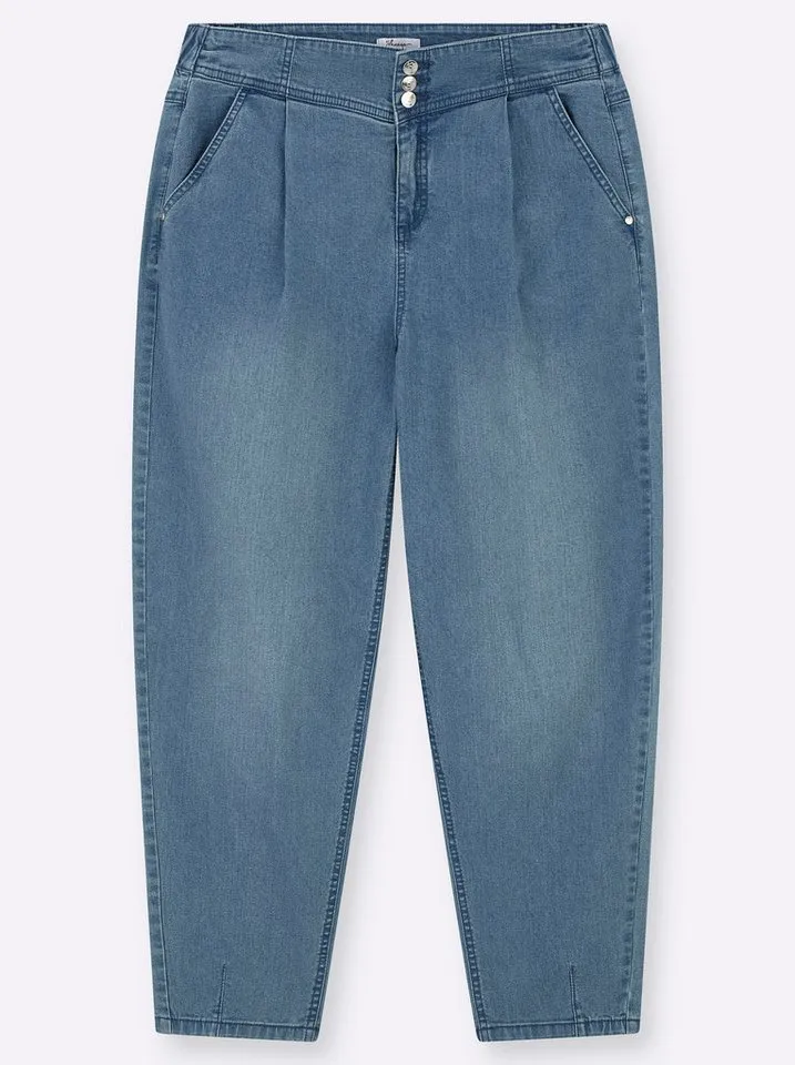 sheego sheego Bequeme Jeans Jeans erhöht, Blau, – Produktbild 3 von 5