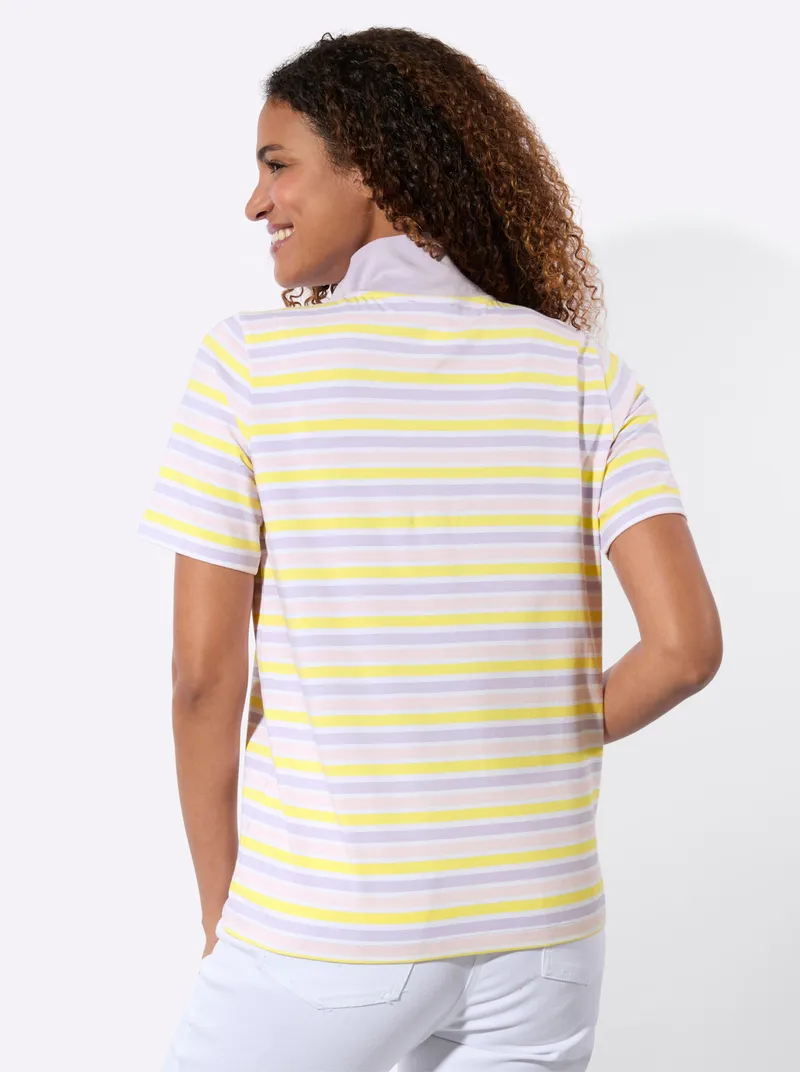 Witt Poloshirt zitrone-camel-geringelt, Zitrone-camel-geringelt, – Produktbild 1 von 2