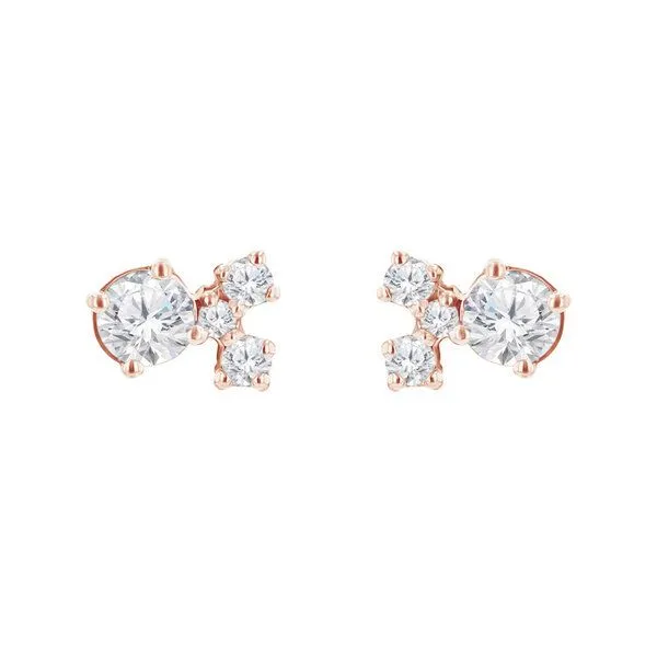 Eppi Eppi Silberne Cluster Ohrringe mit Moissaniten und Lab Grown Diamanten Kerrie, Rosa, – Produktbild 1 von 3