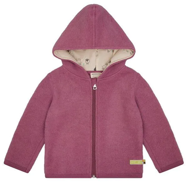 loud + proud loud + proud Babys & Kinder Wollfleece-Jacke mit Kapuze, GOTS-zertifiziert, Grape(rosa), – Produktbild 1 von 3