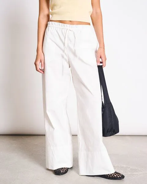 JAN N JUNE JAN N JUNE Weite Baumwollhose KIVA, Weiss, – Produktbild 1 von 4