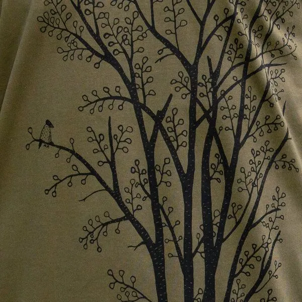 Cmig Cmig Erle mit Elster Langarmshirt unisex in khaki, Grün, – Produktbild 2 von 4
