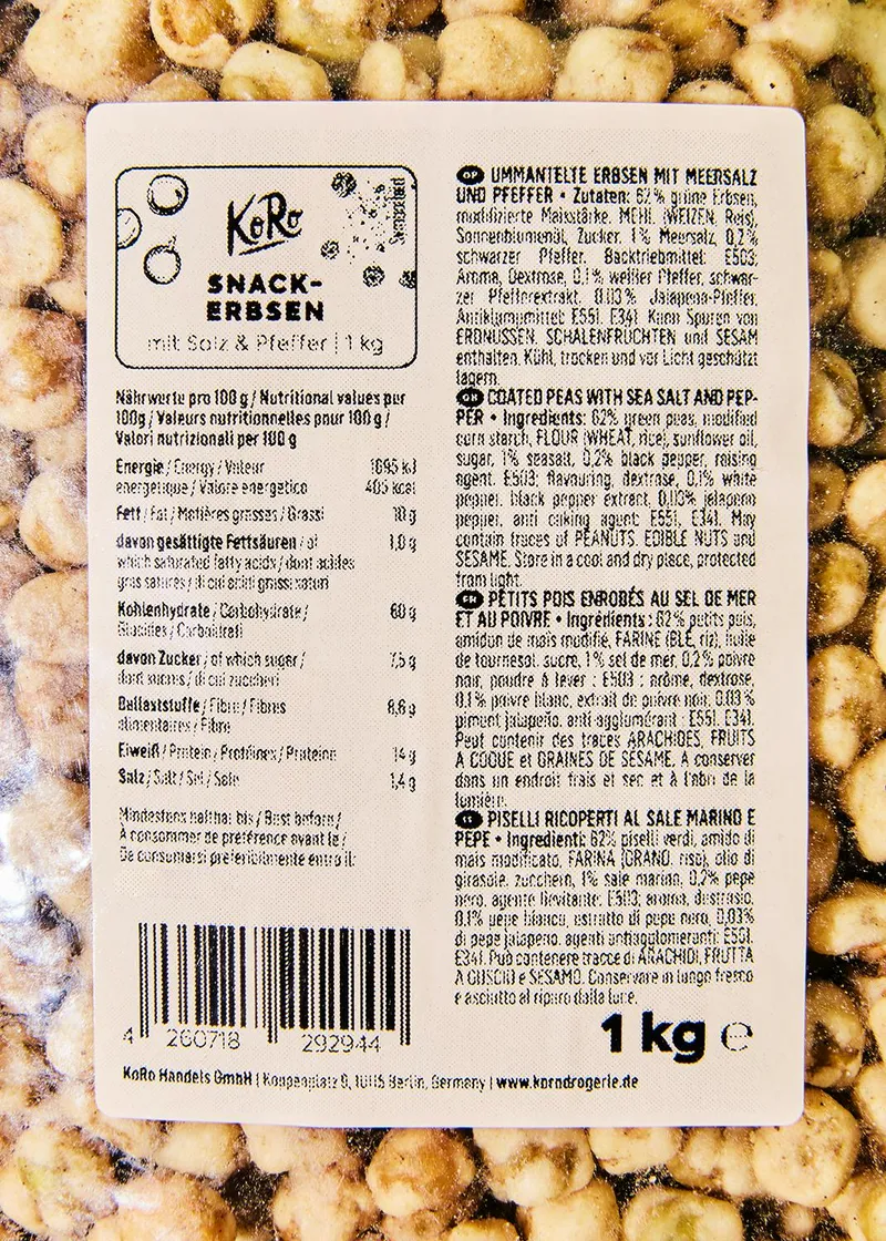 KoRo Snack Erbsen mit Salz und Pfeffer 1 kg – Produktbild 3 von 4