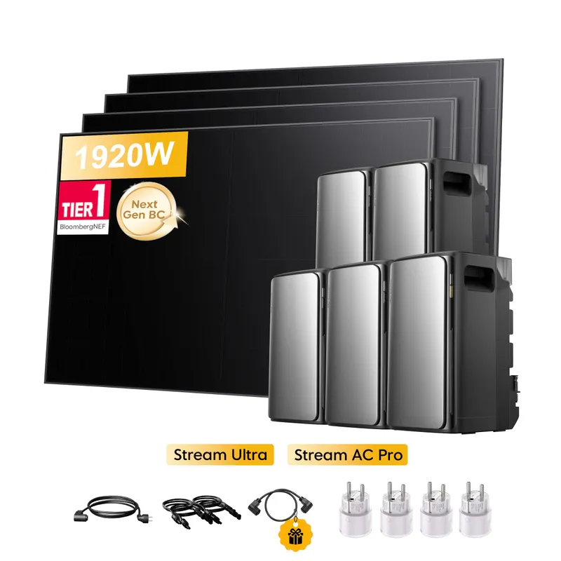 EcoFlow EcoFlow Stream Ultra, All-in-One Speicher für Balkonkraftwerke, mit 4 x 480Wp Sunpro BC Bifazial Full Black Solarmodul, by Powerness - Stream Ultra + 4 x Stream AC Pro | 9600Wh / 4 x Smart Plug / Selbstabholung – Produktbild 1 von 2