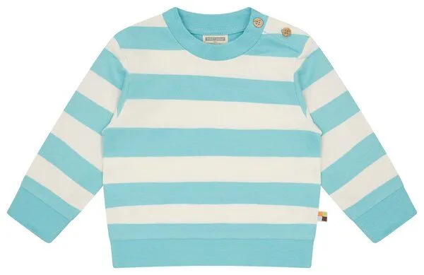 loud + proud loud + proud Babys & Kinder Sweatshirt mit Blockstreifen, GOTS-zertifiziert, Cyan(blau), – Produktbild 2 von 2