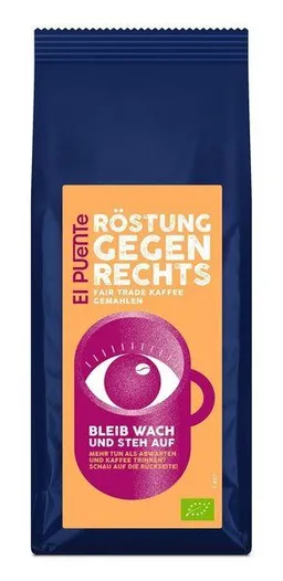 El Puente El Puente Röstung gegen Rechts - Bio-Kaffee gemahlen 250 g | Fair Trade | Bio-zertifiziert | Vegan | Glutenfrei – Produktbild 1 von 1