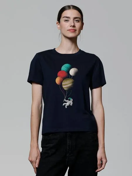 watapparel watapparel T-Shirt Frauen Balloon Spaceman, French navy, – Produktbild 2 von 3