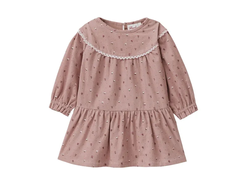 People Wear Organic People Wear Organic Feinkord-Kleid Blümchen altrosa 74/80, Rosa, – Produktbild 1 von 2