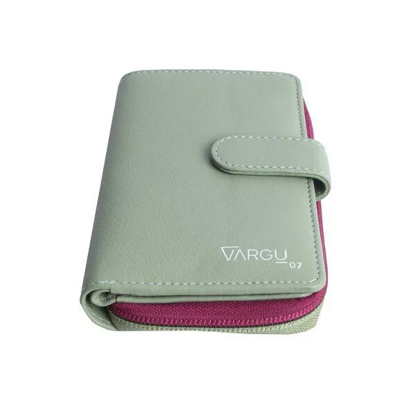 Vargu Vargu Echtleder Geldbörse SABA 1-A, Sage green-cranberry, – Produktbild 4 von 4