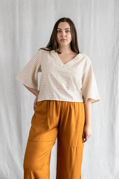 Jyoti - Fair Works Jyoti - Fair Works Baumwoll Bluse Vasanta, Karo, – Produktbild 3 von 4