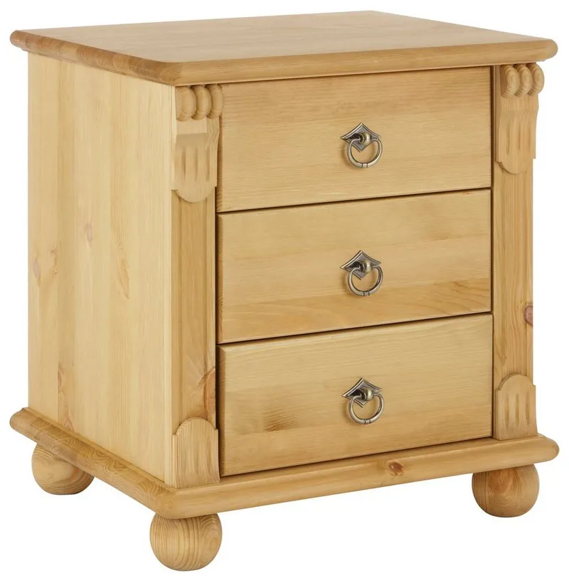 OTTO home Nachtkommode Tessin, aus massiver FSC®-zertifizierter Kiefer, mit 3 Schubladen, Beige, – Produktbild 2 von 5