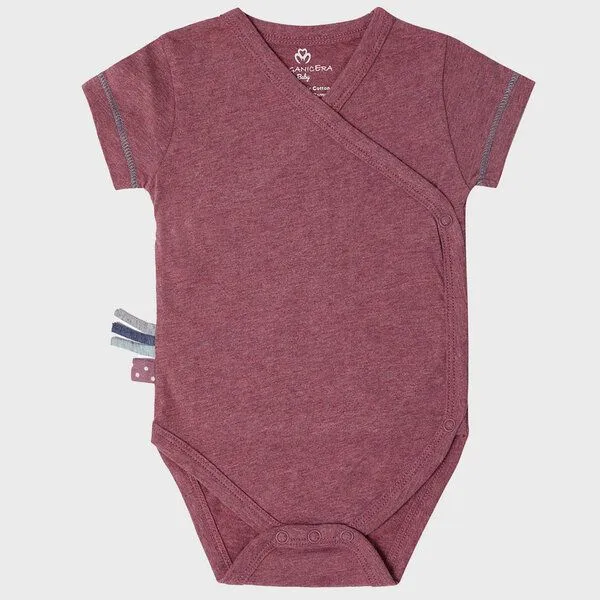 OrganicEra Baby S/S Kimono Body 'OrganicEra' aus Bio-Baumwolle, Bordeaux melange (rot), – Produktbild 1 von 5