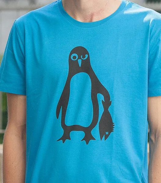 päfjes päfjes Pinguin Paul - Fair Wear Männer Bio T-Shirt, Blau, – Produktbild 3 von 4