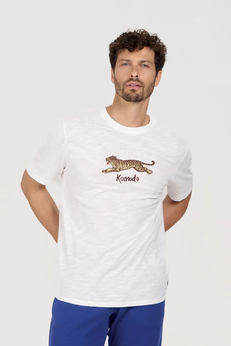 KOMODO KOMODO Herren vegan T-Shirt Le Tigre Weiß, Weiß, – Produktbild 1 von 3