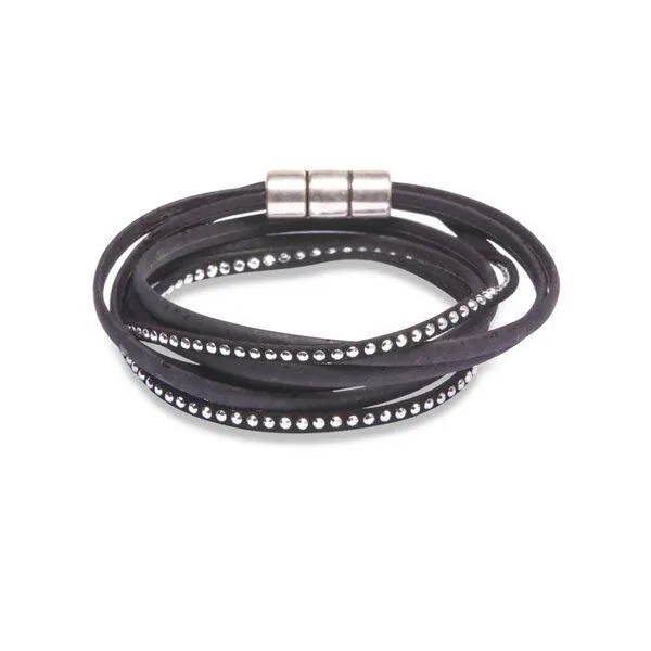 Kork-Deko Kork-Deko Wickelarmband aus schwarzem Korkstoff – vegan, handgefertigt & verstellbar – Produktbild 1 von 1