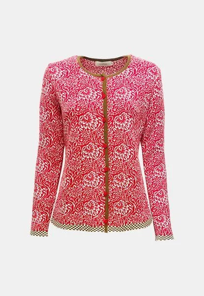 LANA Organic LANA Organic Strickjacke Jaquardmuster für Damen, Modell Lena, Luana tomate - ecru, – Produktbild 4 von 4