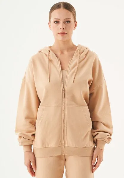ORGANICATION ORGANICATION ESSENTIALS-JALE- Soft Touch Sweatjacke aus Bio-Baumwolle, Beige, – Produktbild 1 von 4