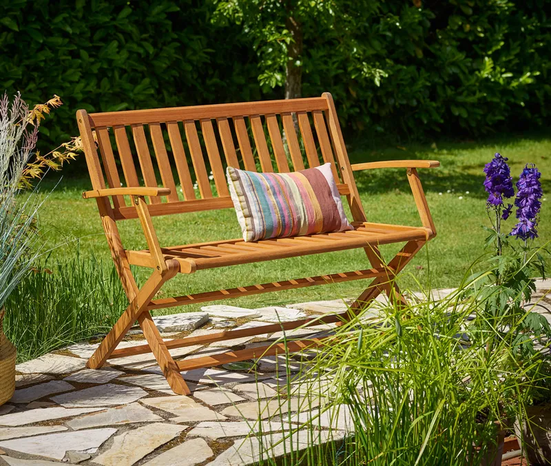 Casaria® Gartenbank Eukalyptusholz FSC®-zertifiziert 120x55x90cm, Braun, – Produktbild 2 von 2