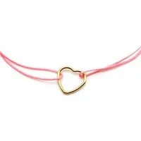 juni juni Stoffarmbändchen mit Herz und verstellbarer Schiebeperle aus recyceltem Gold - mehrere Farben, Rosa, – Produktbild 1 von 2