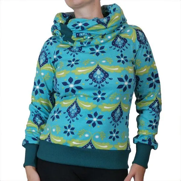liebewicht liebewicht Kapuzenpullover Longshirt KapOn Jersey gemustert blau/bunt kurz – Produktbild 1 von 4