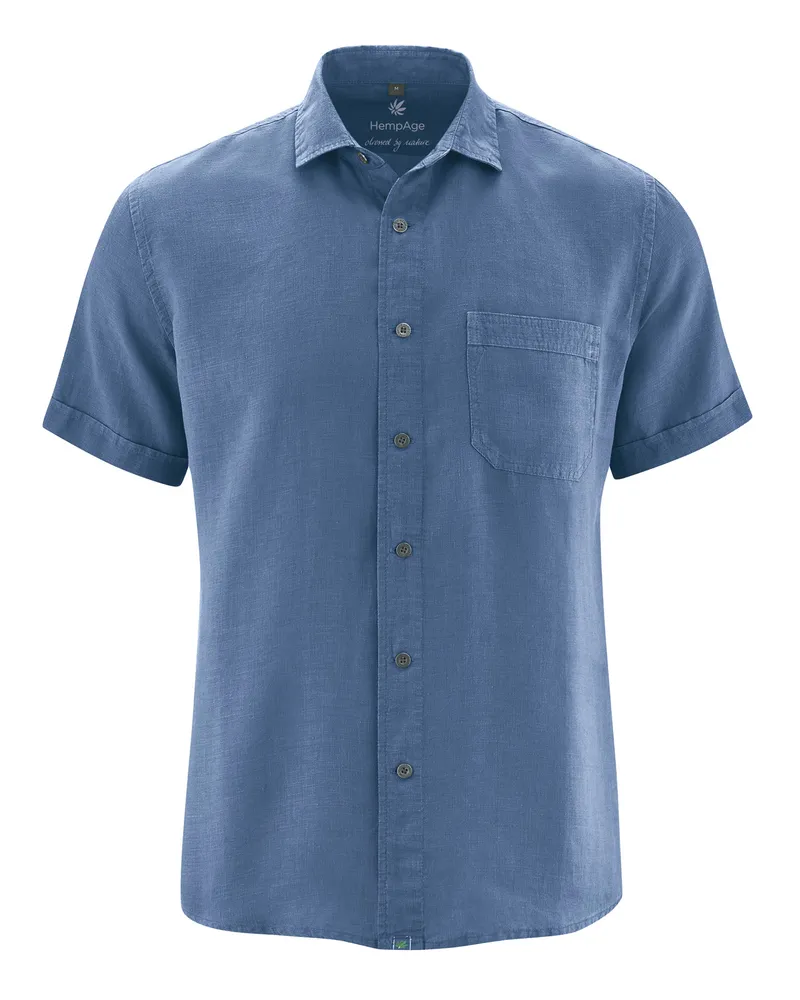 HempAge Hempage Herren vegan Kurzarm Shirt Blueberry, Blau, – Produktbild 1 von 4