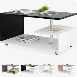 Casaria® Couchtisch Orlando Weiß/Schwarz 95x55x50cm – Produktbild 1 von 1