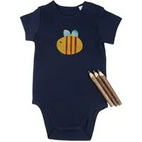 MelaDi Meladi Kinder Baby-Body aus Biobaumwolle - Hummel auf Navy Blue – Produktbild 1 von 1
