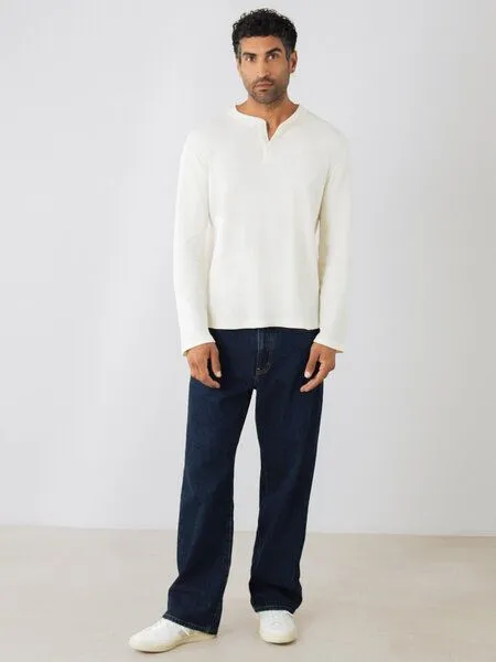 Honest Basics Honest Basics Herren Henley Langarmshirt aus Bio- und recycelter Baumwolle, Swan, – Produktbild 4 von 4