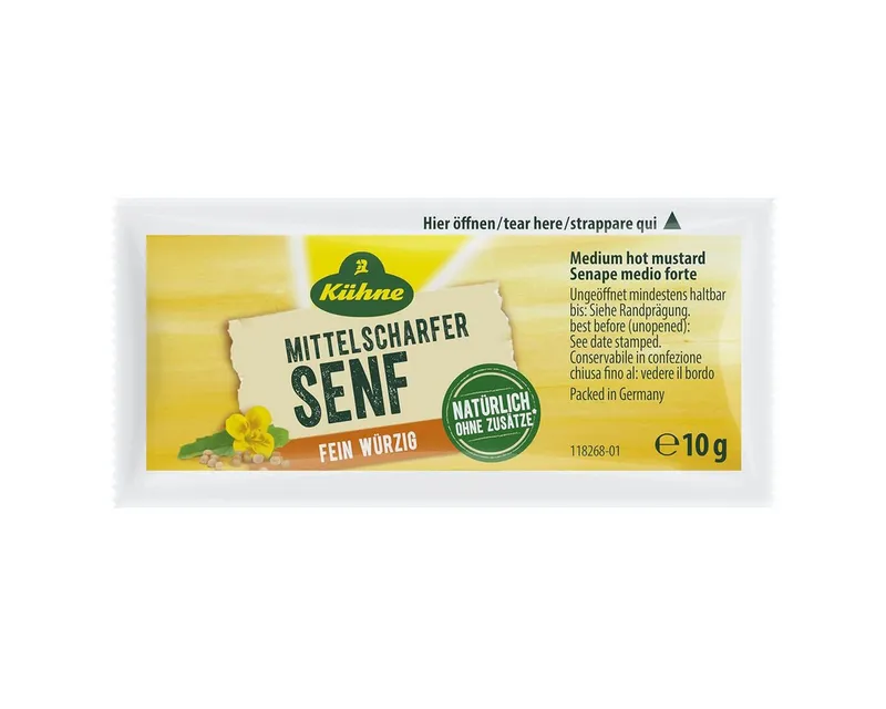 Kühne Kühne Saucen, Kuehne Mittelscharfer Senf in Portionen ideal für Gastrobedarf 1500g – Produktbild 2 von 3