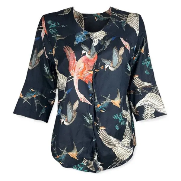 FORMAT FORMAT OSLO Bluse, Gemustert (birds), – Produktbild 1 von 3