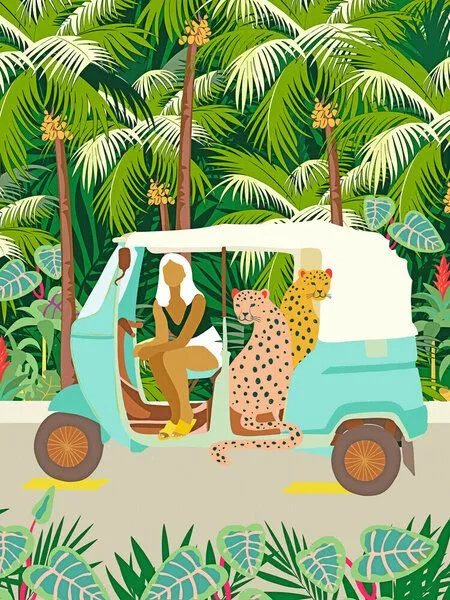 Photocircle Photocircle Poster / Leinwandbild - Rikshaw ride with Javan leopards in Bali – Produktbild 1 von 4