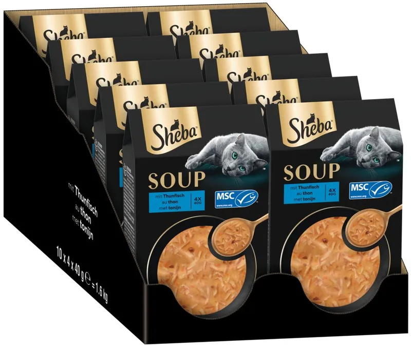 Sheba Sheba SHEBA® Portionsbeutel Multipack Soup mit Thunfisch 10 x 4 x 40g, Nassfutter für: Katze – Produktbild 1 von 1