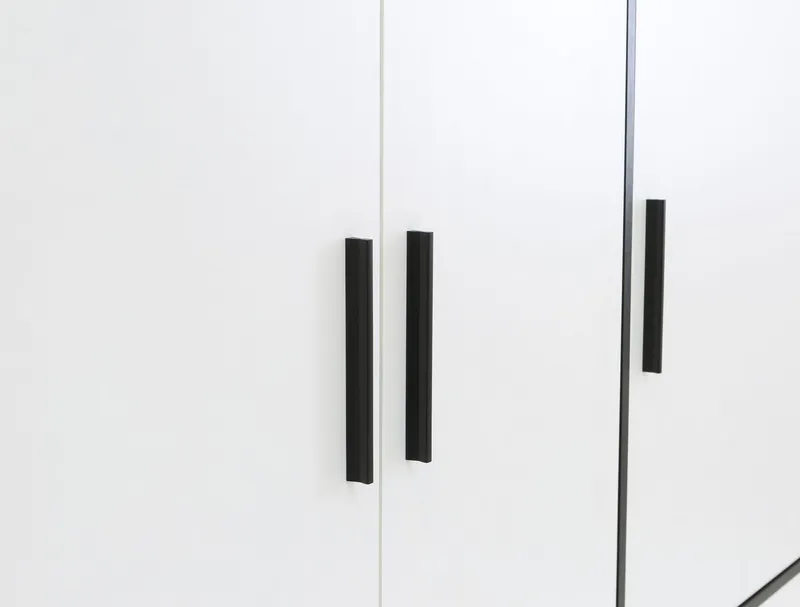 FORTE Kleiderschrank Jupiter, Made in Europe, mit 6 Schubladen, Stauraum (Maße B/H/T ca. 207/200 cm/60) Stauraum, 2 Breiten, 4 Farben, Schubladen, variable Einlegeböden, Schwarz|weiß, – Produktbild 5 von 5