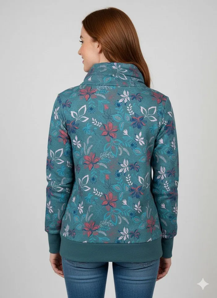 ragwear ragwear Sweatshirt NESKA FLOWERS O mit asymetrischem Schalkragen, Grün, – Produktbild 3 von 5