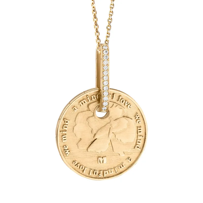 Maren Jewellery Wild Flowers Münz Anhänger an Kette - 18K Gelbgold & Labordiamanten – Produktbild 1 von 1