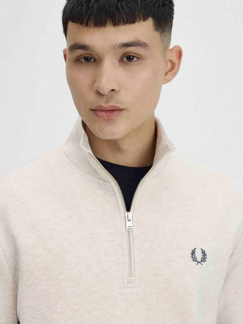 Fred Perry Fred Perry Half Zip Pullover Melange Beige - Größe XL, Beige, – Produktbild 3 von 5