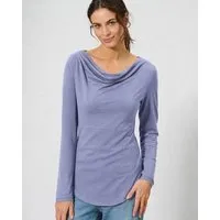 HempAge HempAge Damen Langarmshirt mit Wasserfallkragen Hanf/Biobaumwolle, Lavender lila, – Produktbild 1 von 1