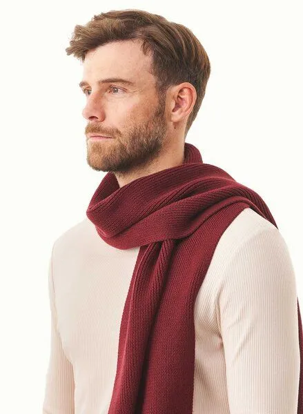 ORGANICATION ORGANICATION Unisex Strickschal aus Bio-Baumwolle, Rot(bordeaux), – Produktbild 4 von 4